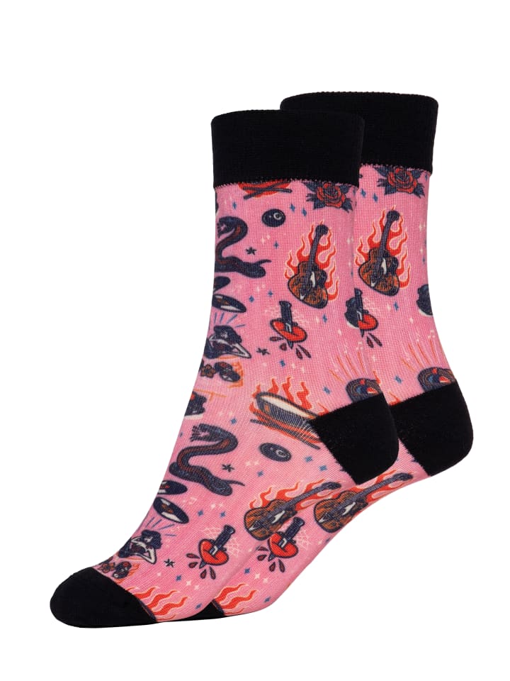 Queen Kerosin Socken Rock 'n' Roll in rosa