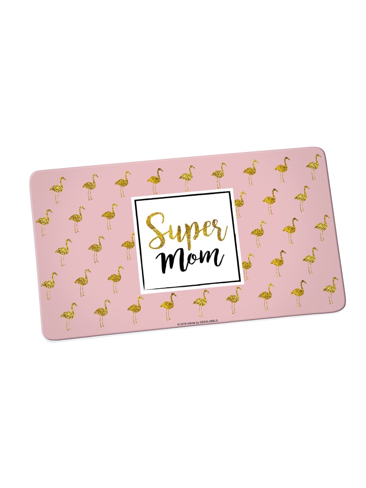 Frühstücksbrettchen Super Mom in Rosa - 23,5x14,5x0,3cm