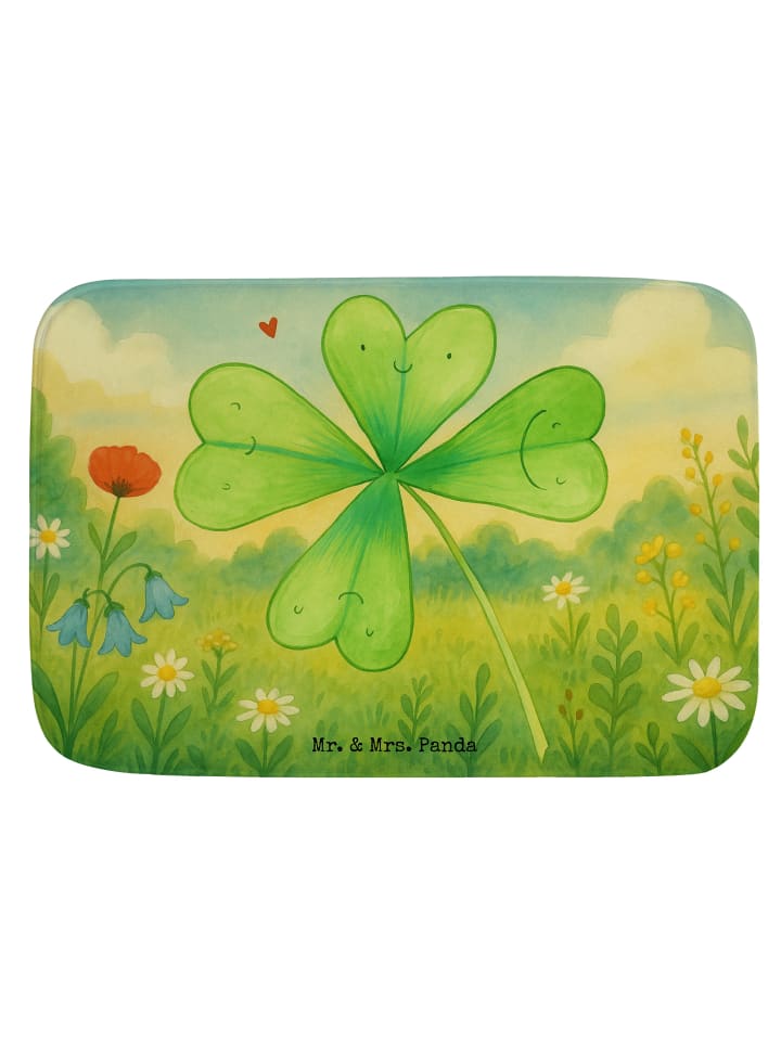 Badevorleger Blume Kleeblatt Design ohne Spruch in Weiß