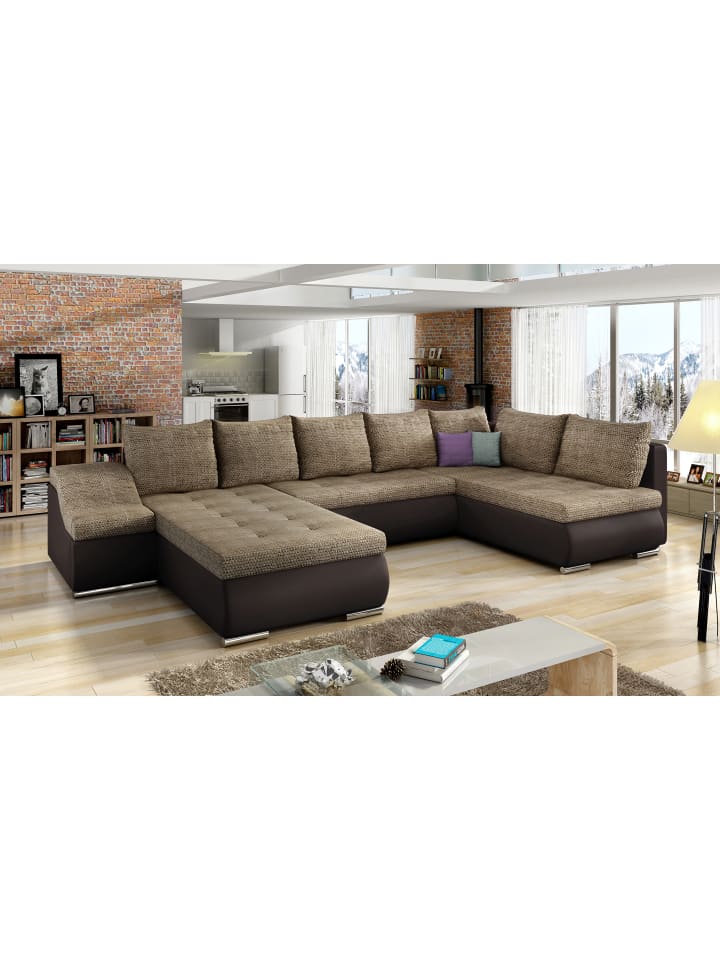 Gio Recamiere Links in Beige - (L) 190 x (B) 351 x (H) 82 cm