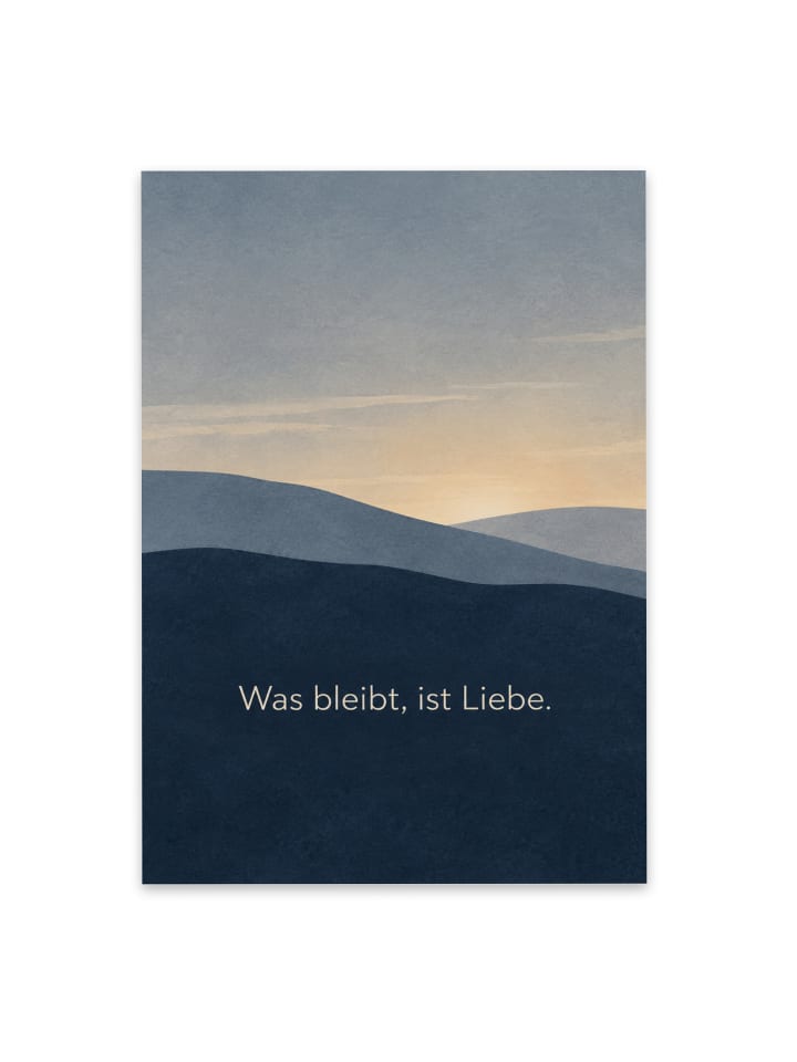 Trauerspruchkarte Horizont ruhig Design mit Spruch in Weiß