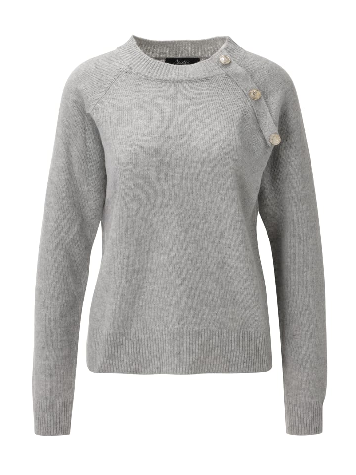 Strickpullover in hellgrau-meliert
