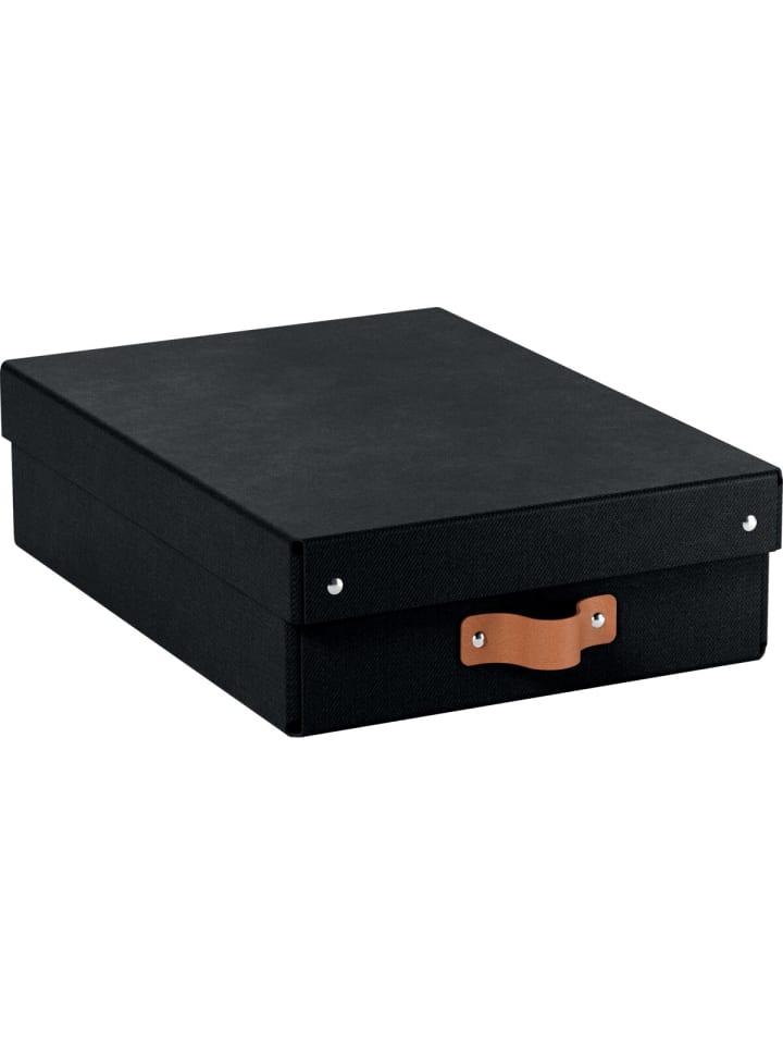 Archivbox Puro Mittel Flach mit Deckel schwarz 2 Stück
