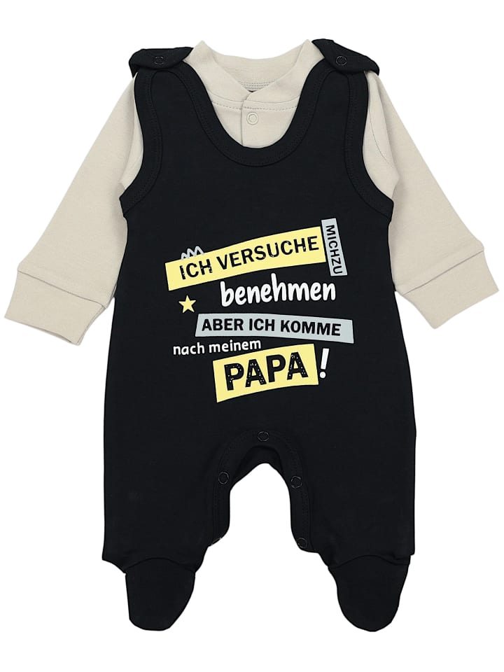 Baby Strampler Set mit Spruch in schwarz/weiß
