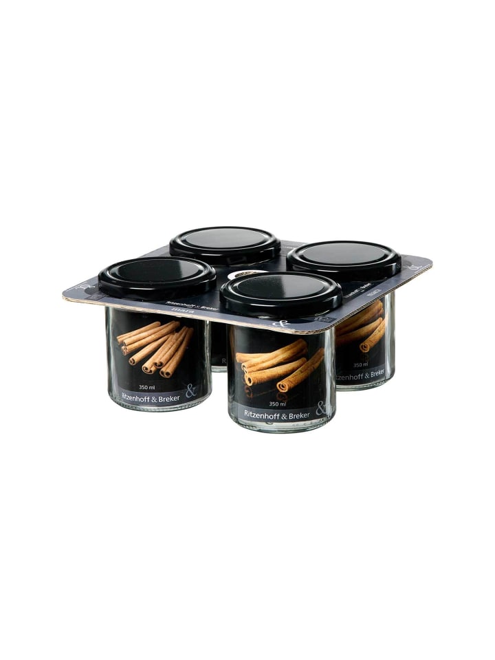 4-tlg. Vorratsgläser-Set Mara in Transparent 350 ml
