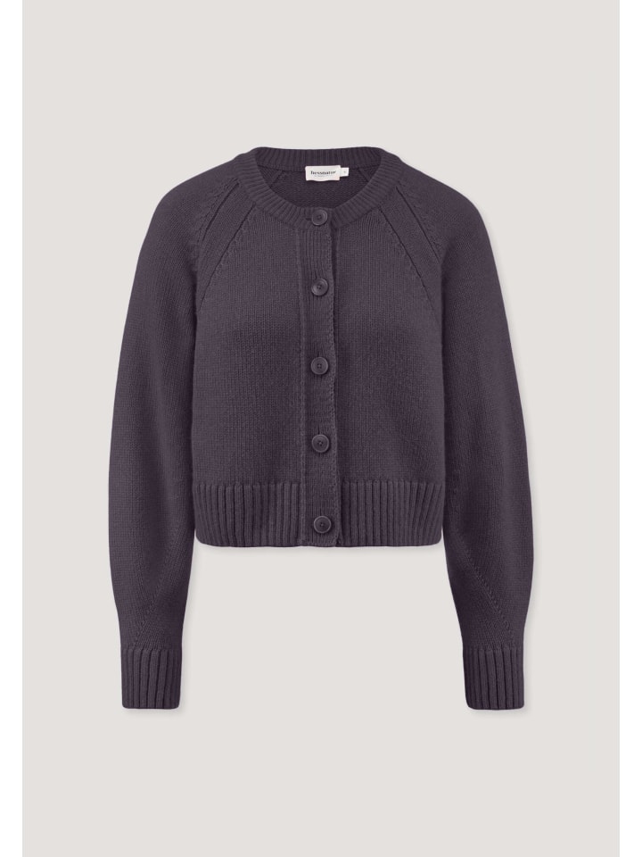 Strick Jacke Relaxed Cropped in dunkle traube