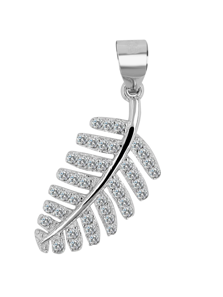 Damen Anhänger Blatt aus 925 Silber mit Zirkonia in silber