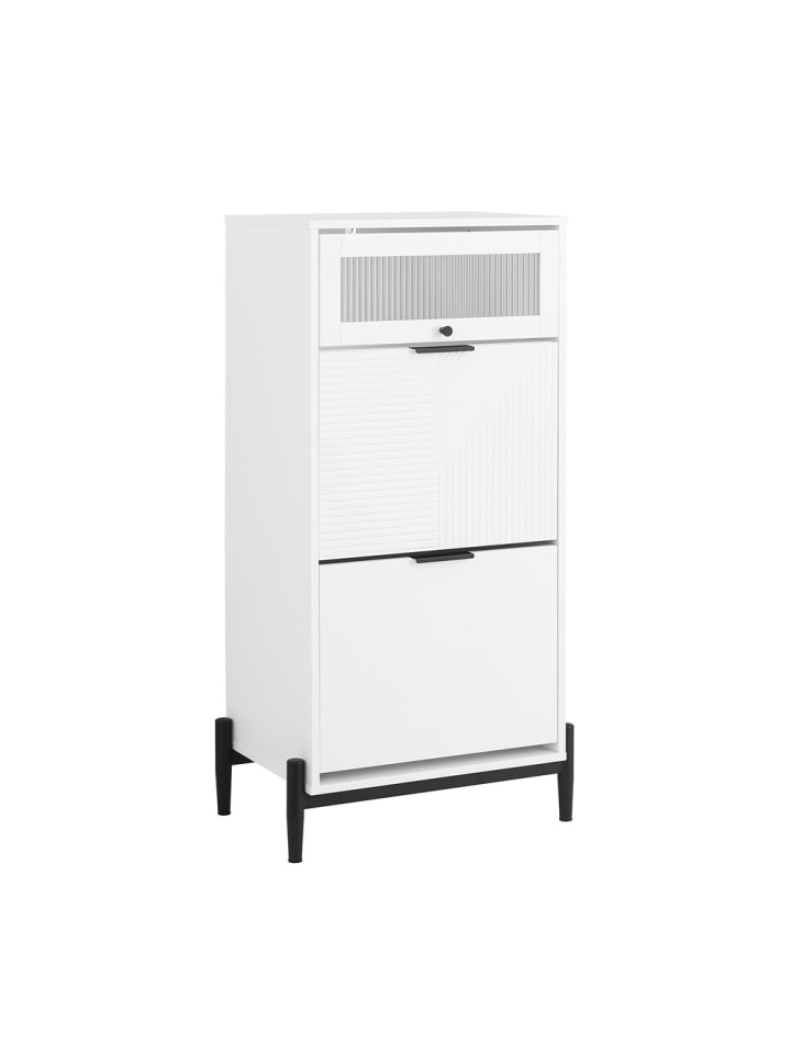 Schuhschrank in Reinweiß - (W) 40 x (H) 115 x (L) 59 cm