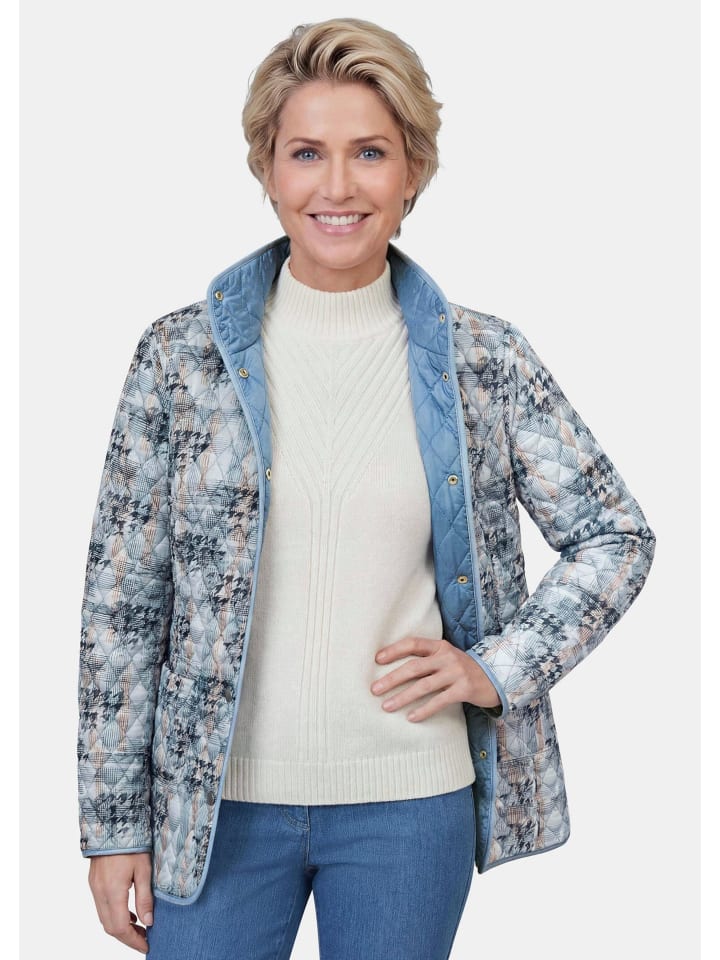 Kurzgröße:  Wendejacke mit Rautenstepp in rauchblau / gemustert