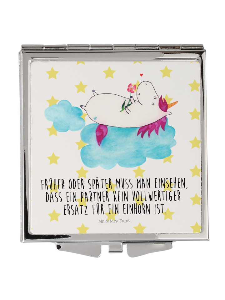 Kosmetikspiegel Einhorn Verliebt mit Spruch in Weiß