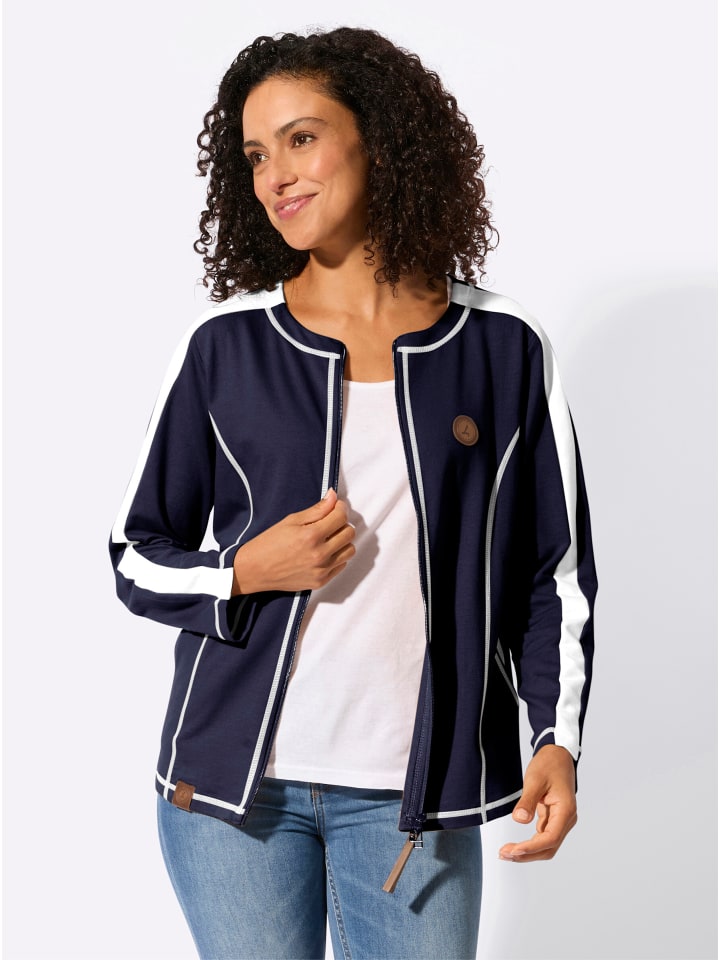 Shirtjacke in marine-ecru