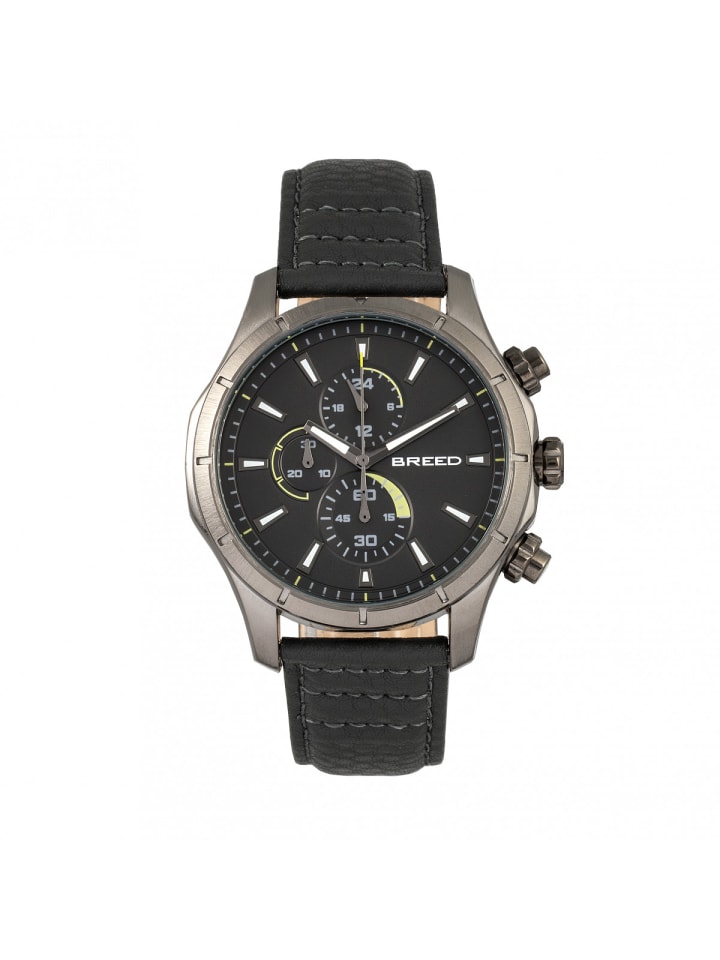 Lacroix Chronograph Uhr mit Lederarmband in Gunmetal/Charcoal