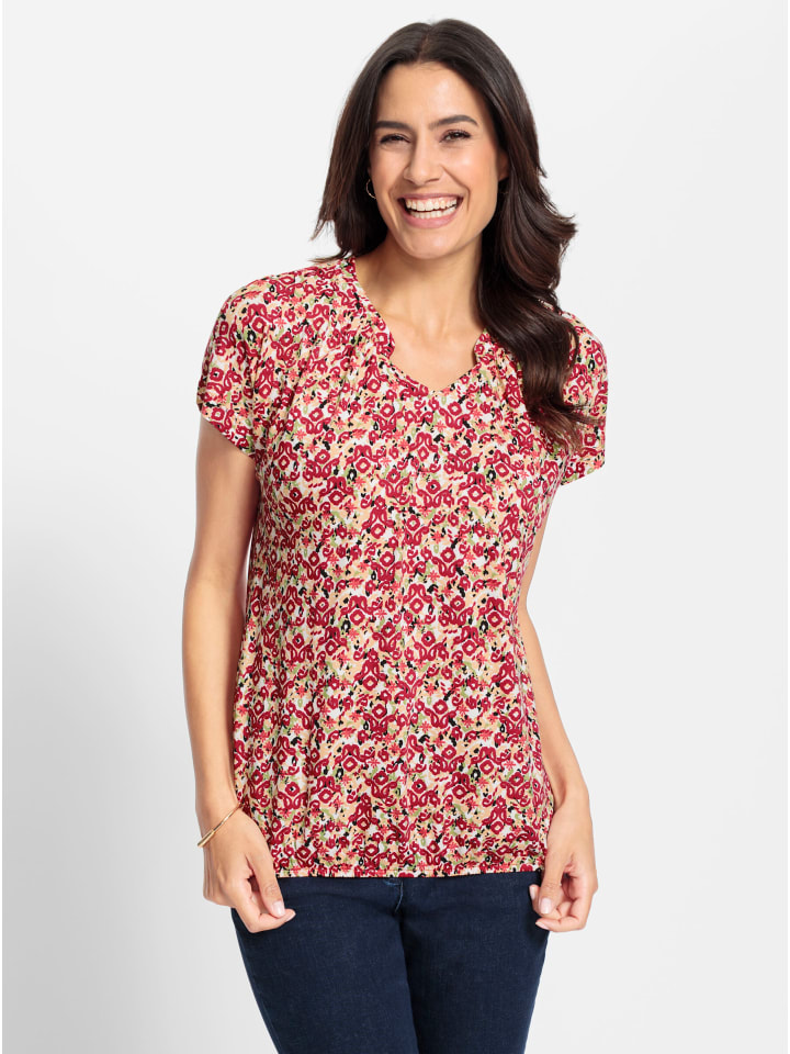 Print-Shirt in erdbeere-lindgrün-bedruckt