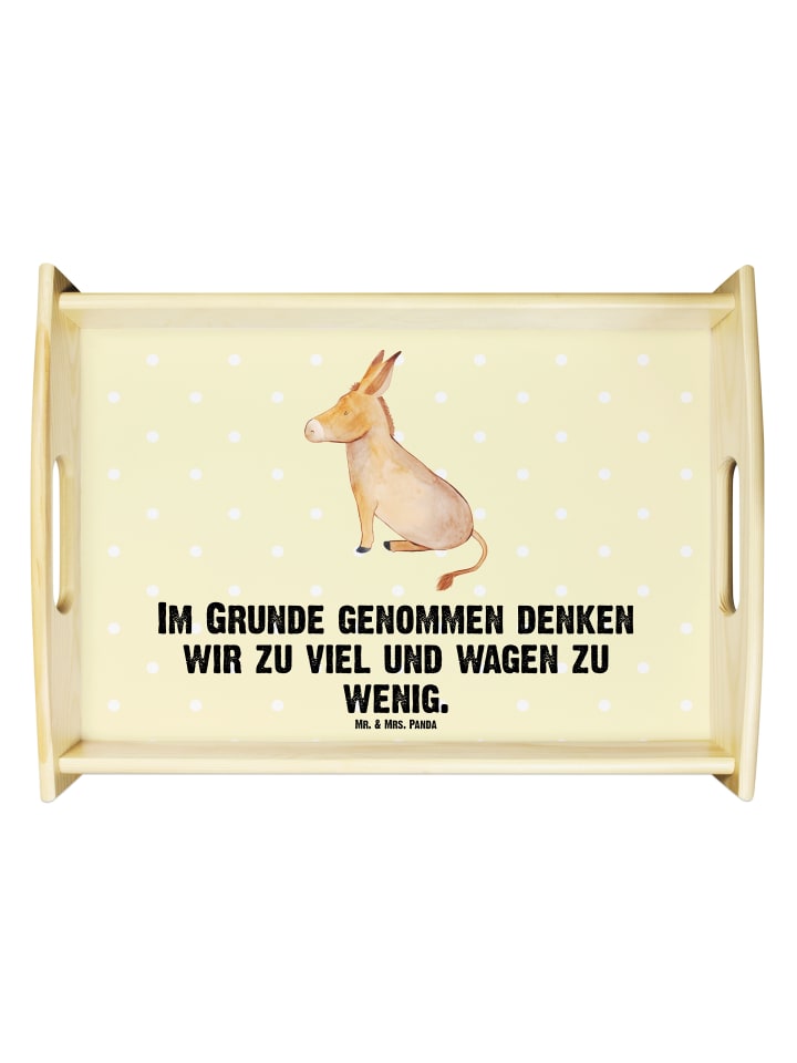 Tablett Esel mit Spruch in Gelb Pastell