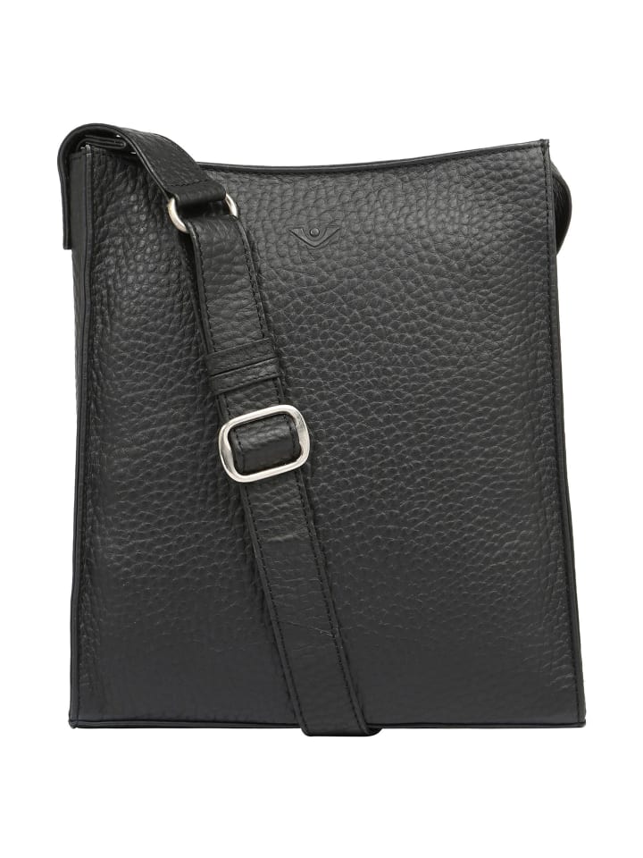 Hirsch Umhängetasche Leder 24 cm schwarz