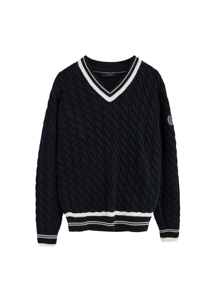 Pullover MAN NAUTIC PATCH V IO LONG SLEEVE REGULAR FIT in Navy Blau