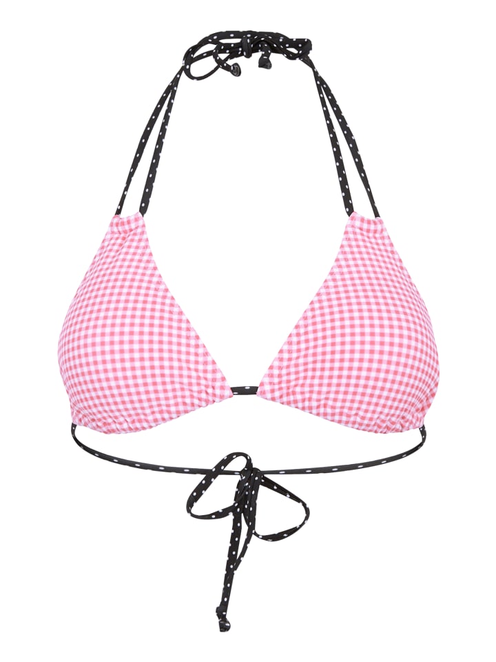 Triangel-Bikini-Top in rosa-schwarz