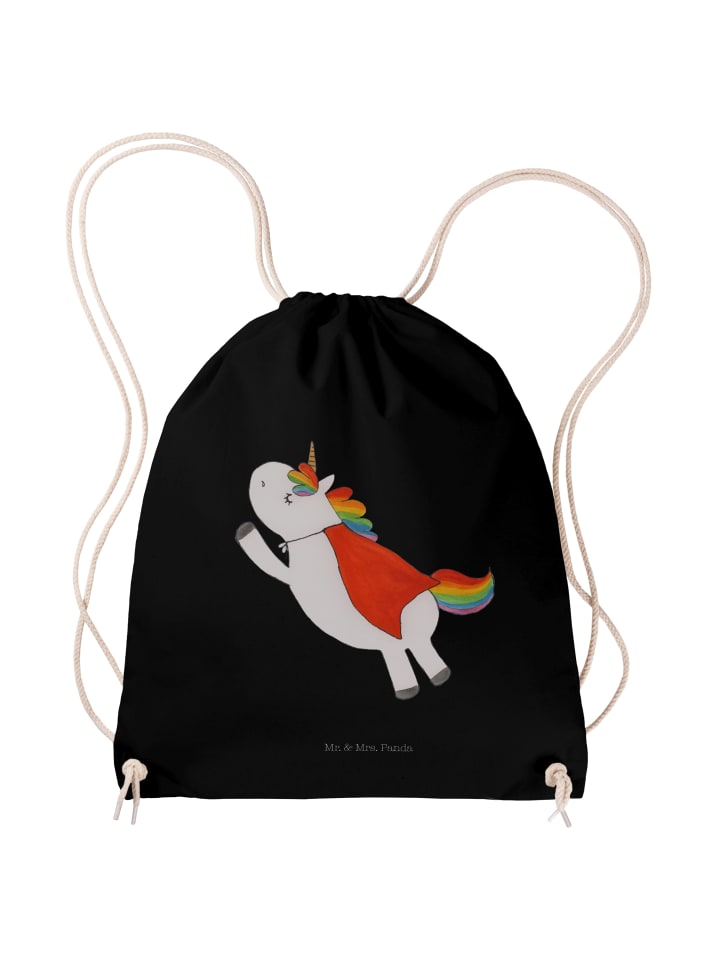 Jutebeutel Einhorn Super ohne Spruch in Schwarz