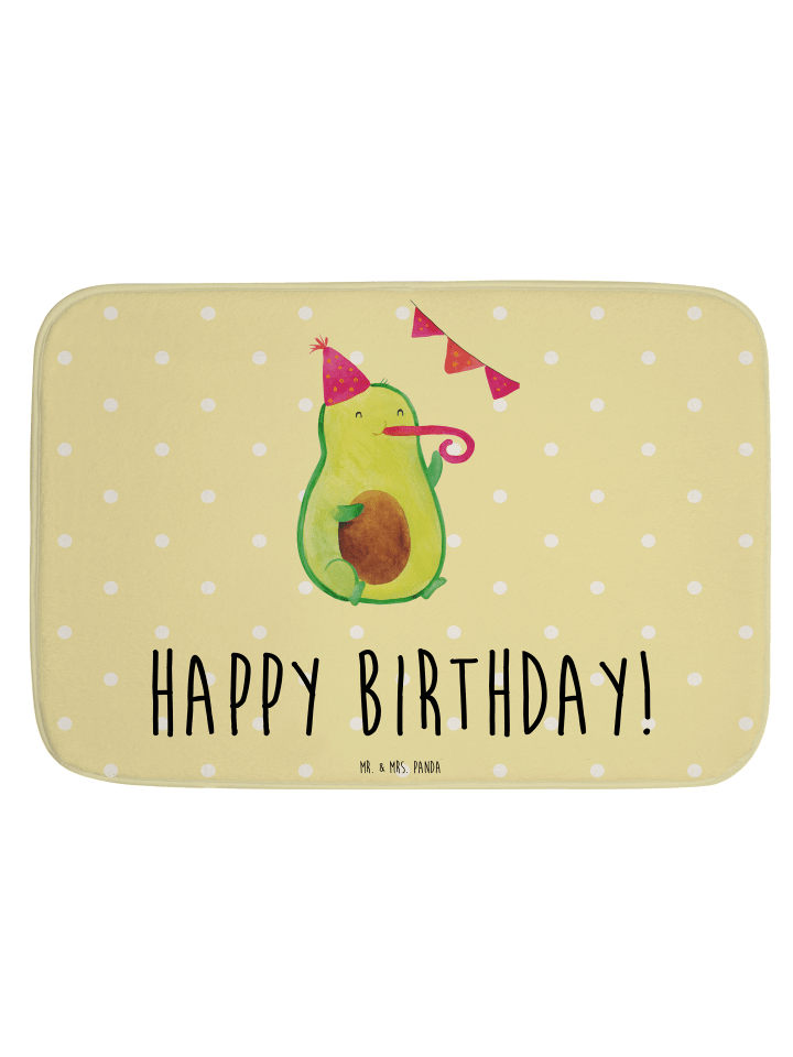 Badezimmerteppich Avocado Geburtstag mit Spruch in Gelb Pastell