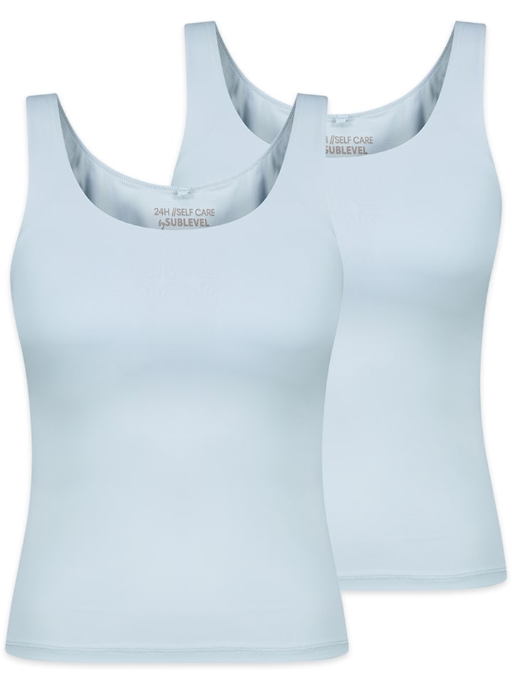Trägertop 2er-Set Integriertes BH-Top Unifarben in Blau-2