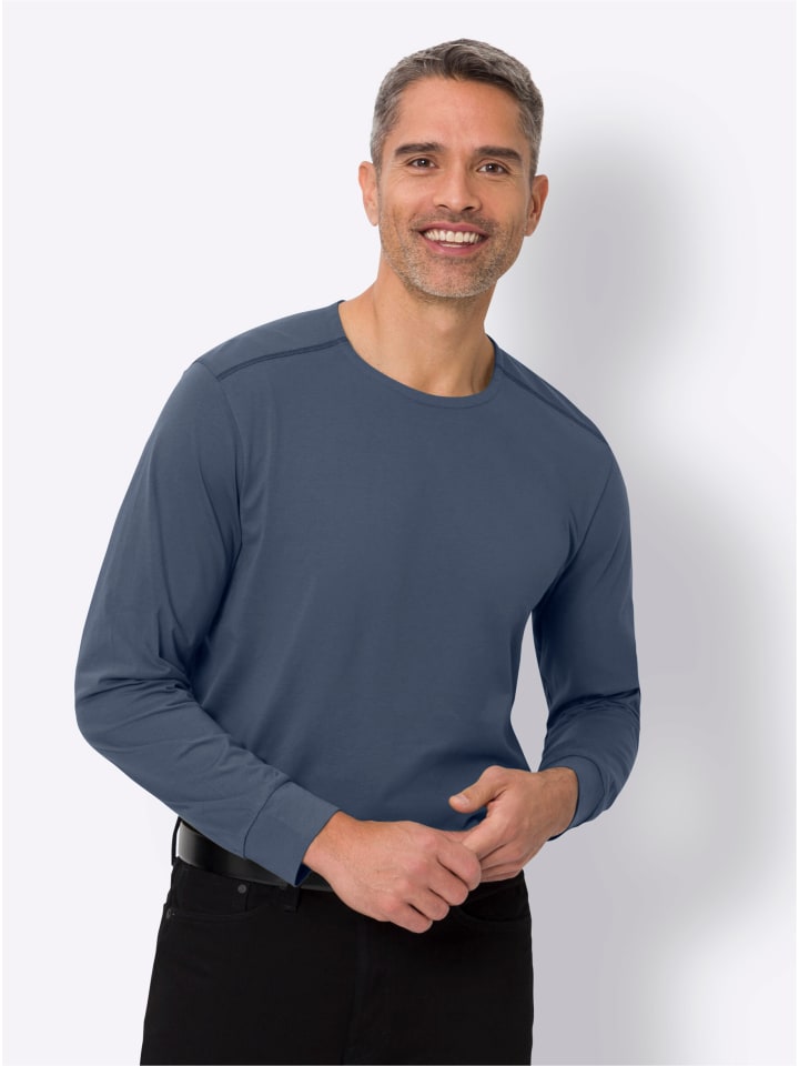 Langarm-Shirt in rauchblau