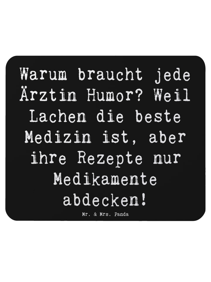 Mauspad Spruch Humorvolle Ärztin mit Spruch in Schwarz