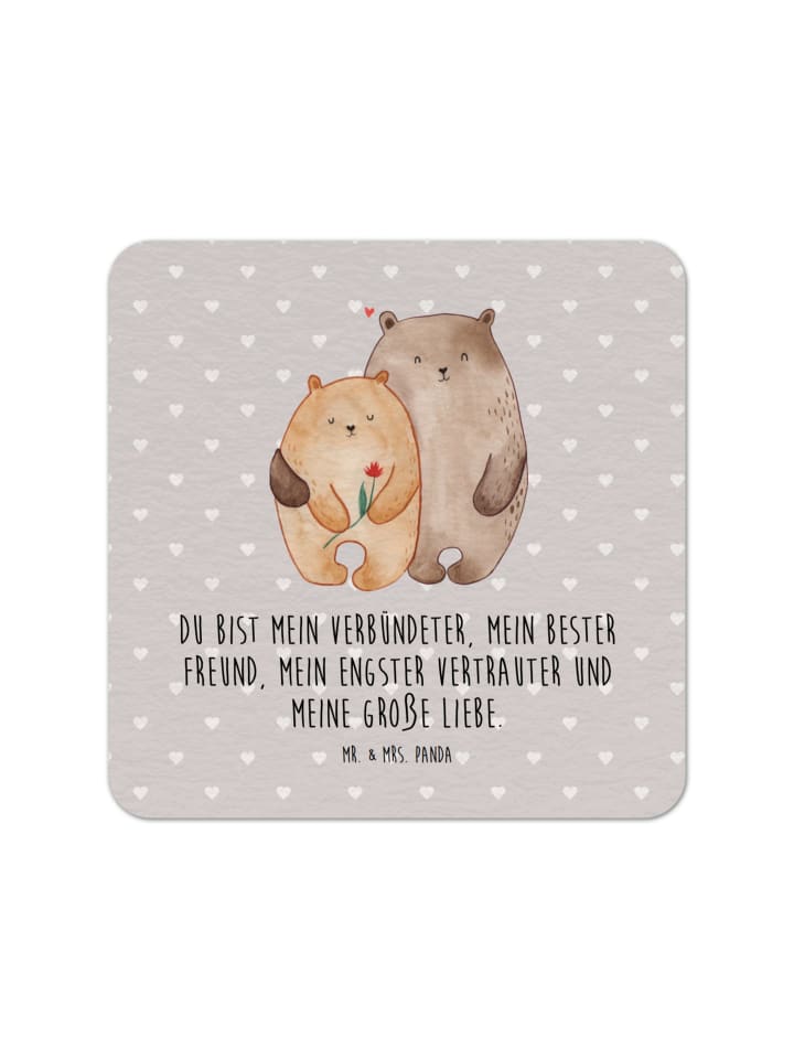 Pappdeckel Bären Liebe mit Spruch in Grau Pastell