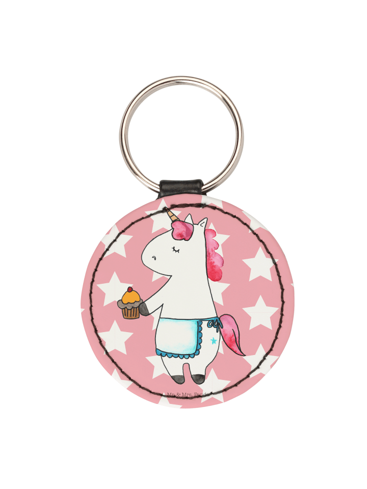 Schlüsselanhänger Einhorn Muffin ohne Spruch in Rot Pastell