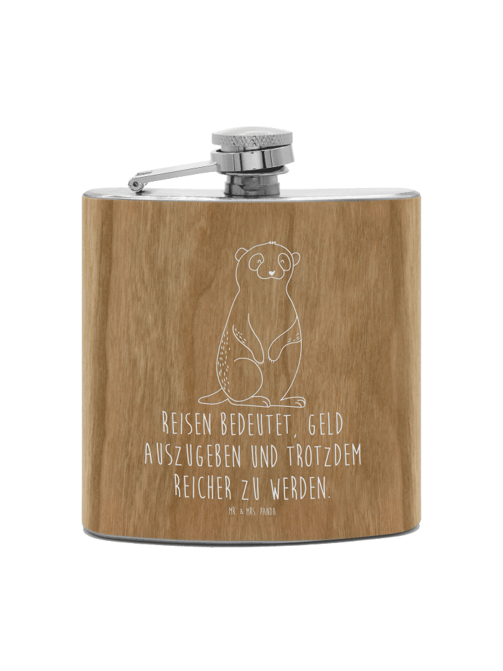 Flachmann Erdmännchen mit Spruch in Braun