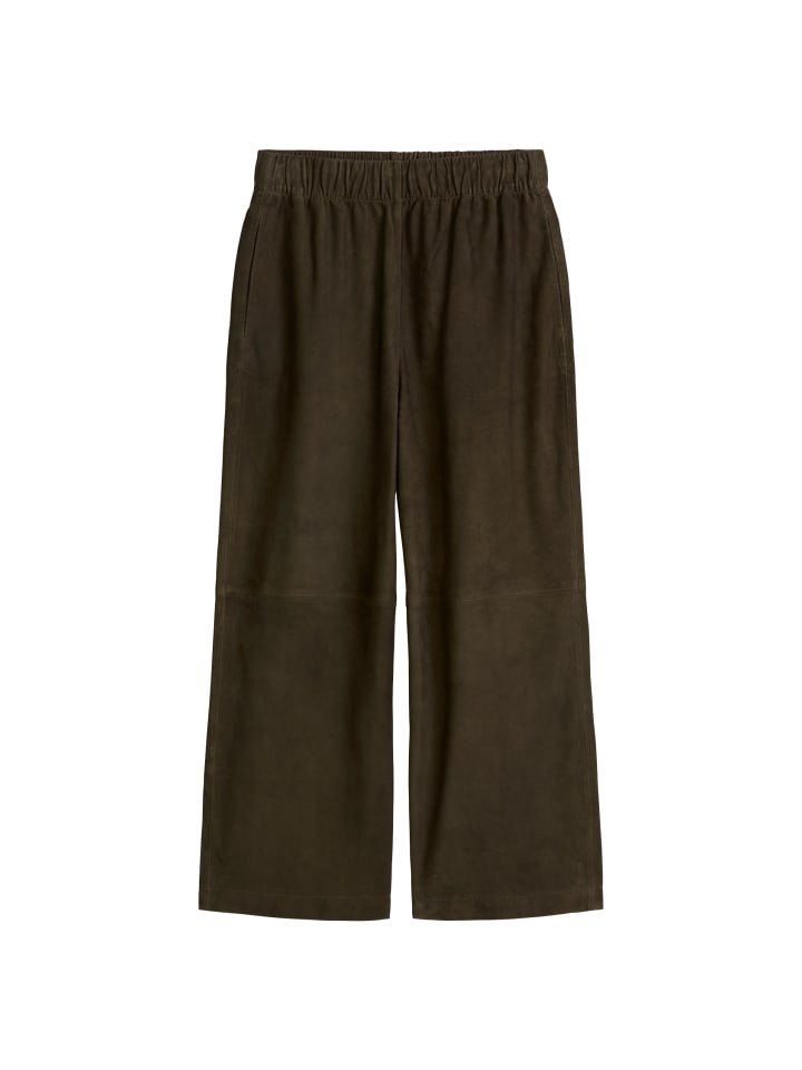 Lederhose im Culotte-Stil relaxed in Mossy Earth