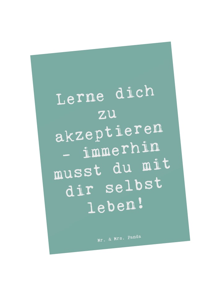 Postkarte Spruch Selbstakzeptanz Lernen mit Spruch in Meeresbrise