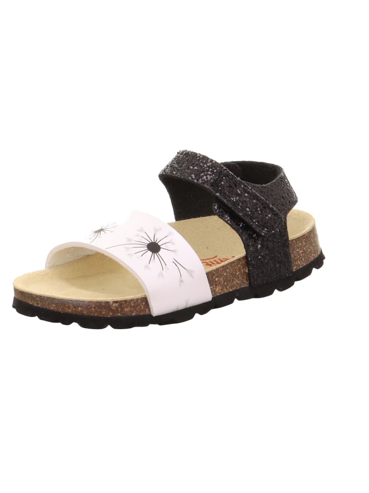 Tieffußbett Sandale FUSSBETTPANTOFFEL in Weiß/Schwarz