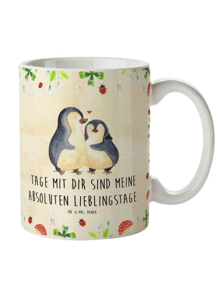 Kaffeetasse Pinguin umarmen mit Spruch in Naturpapier