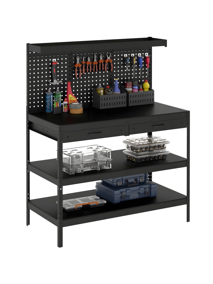 Werkbank in Schwarz 122L x 61B x 156H cm