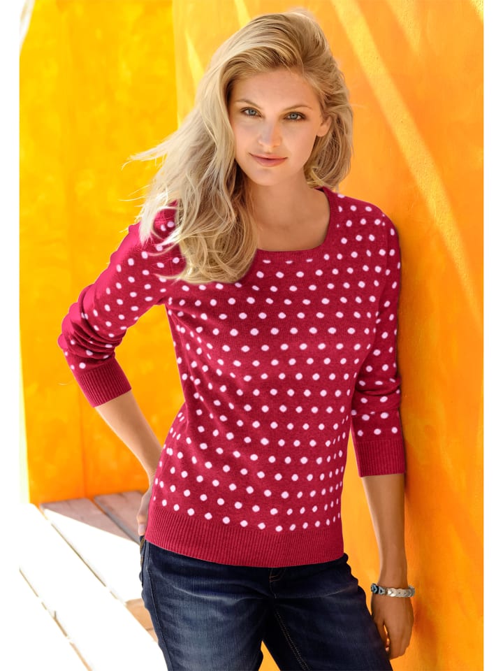 Pullover in rot-weiß-getupft