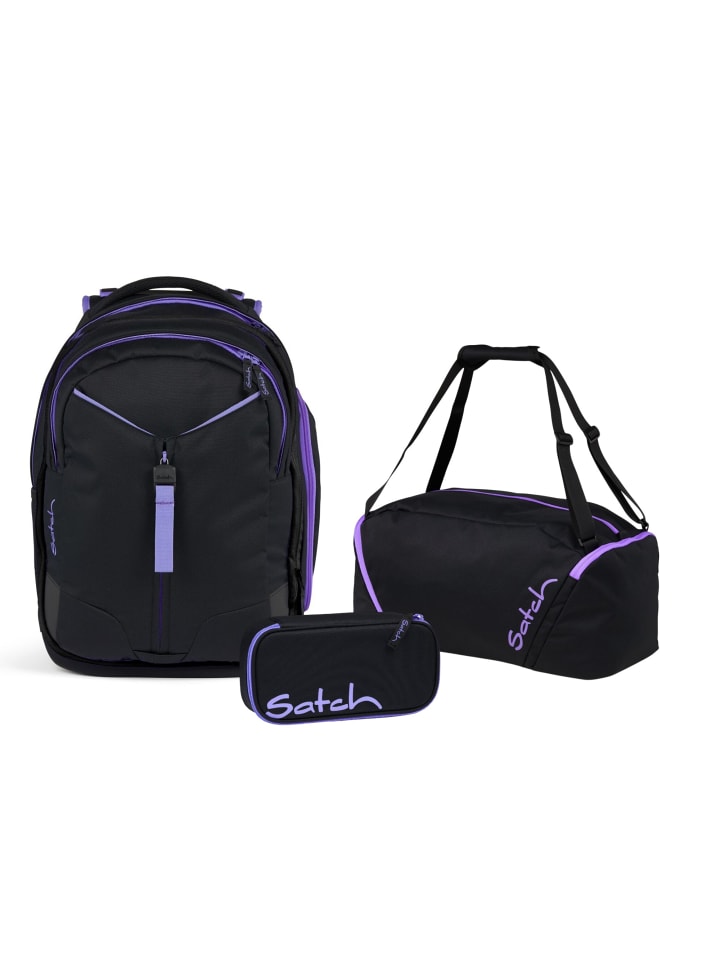 Schulrucksack-Set MATCH Purple Phantom 3-teilig in Schwarz