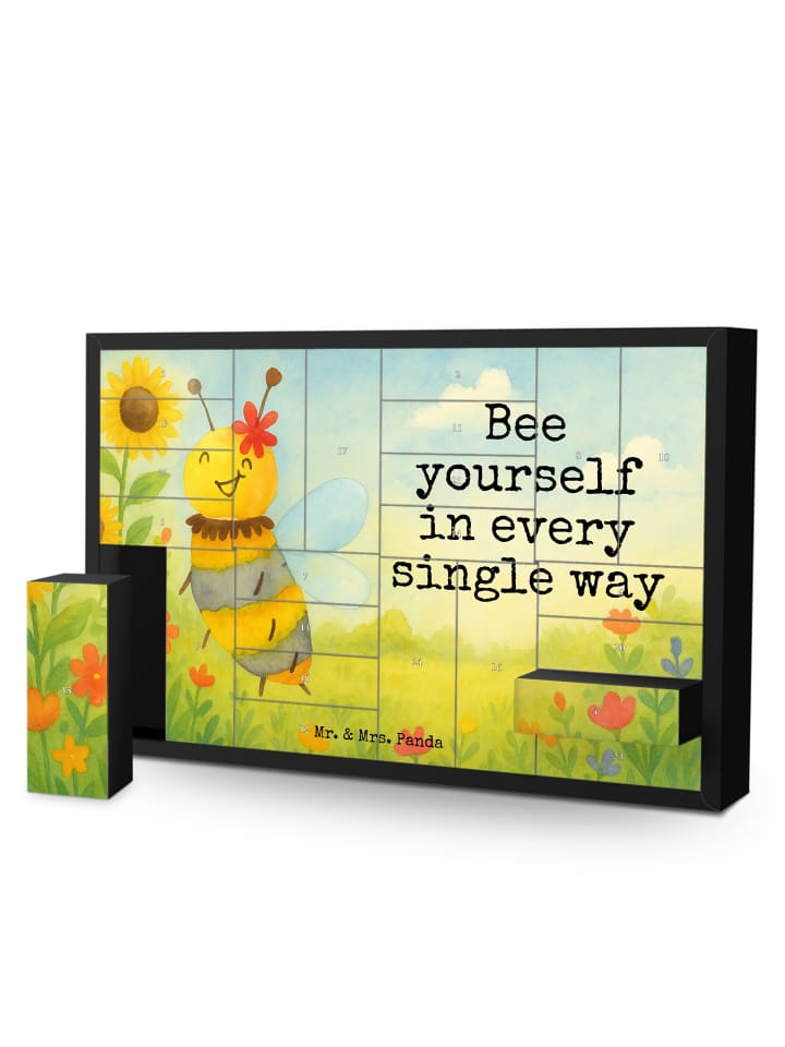 Adventskalender Biene Blume Design mit Spruch in Weiß