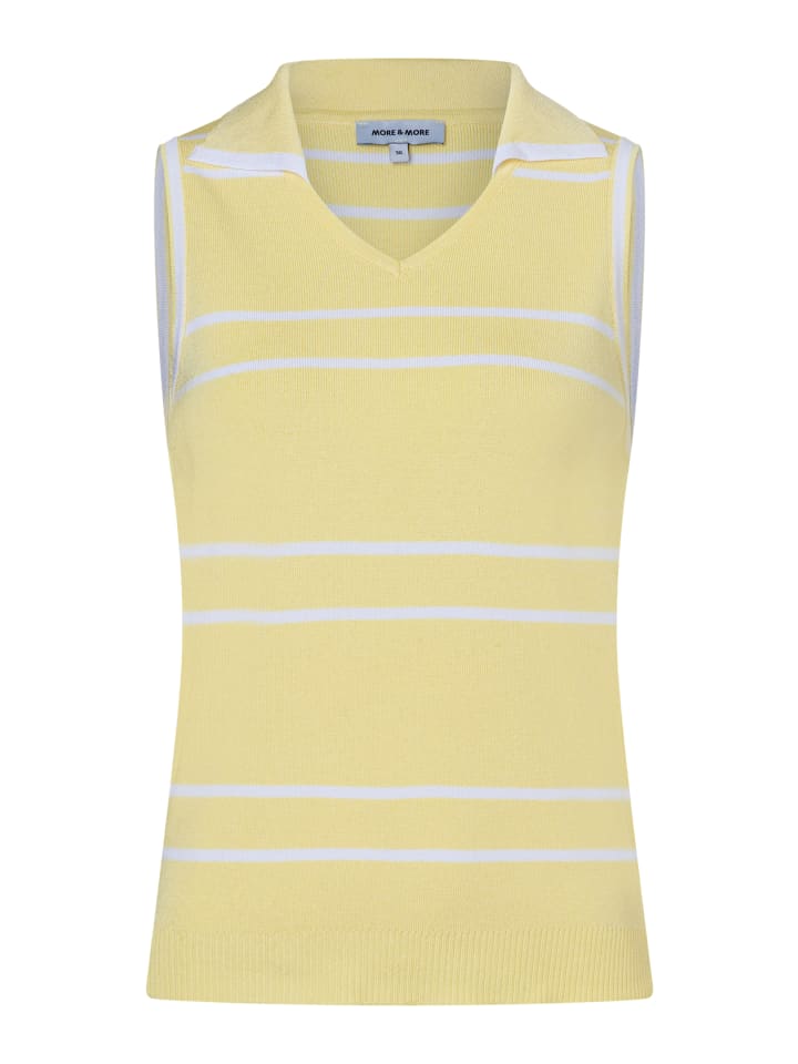 schmales, gestreiftes Strick-Polotop in stripes yellow/white