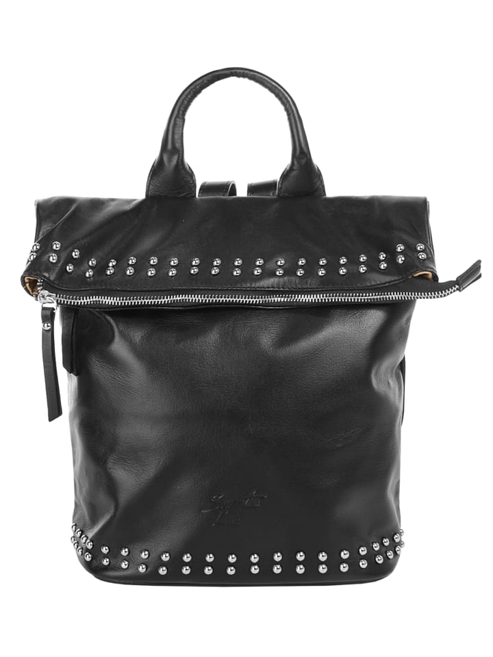 Rucksack echt Leder in schwarz