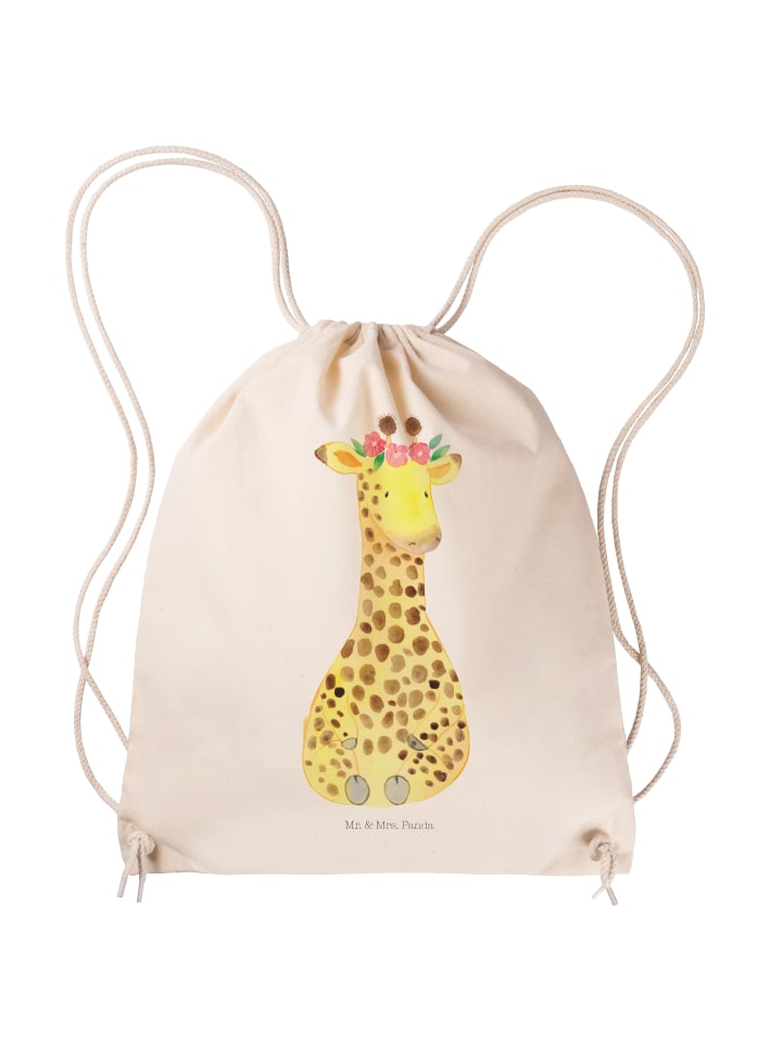 Beutel Giraffe Blumenkranz ohne Spruch in Creme