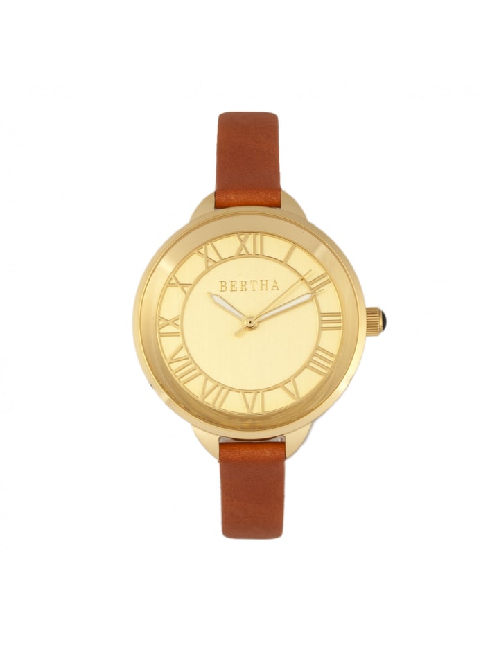 Madison Sunray Zifferblatt Lederarmbanduhr in Camel/Gold