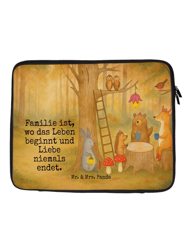 Laptop Tasche Waldtiere Picknick Design mit Spruch in Weiß
