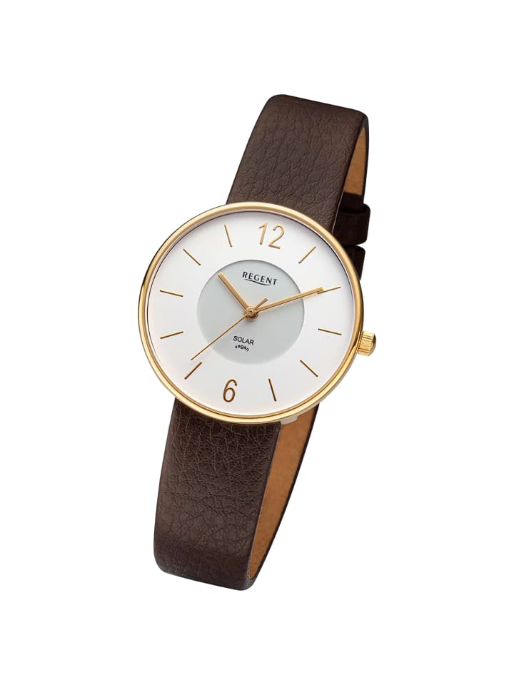 Analog-Armbanduhr Regent Lederarmband dunkelbraun mittel (ca. 33mm)