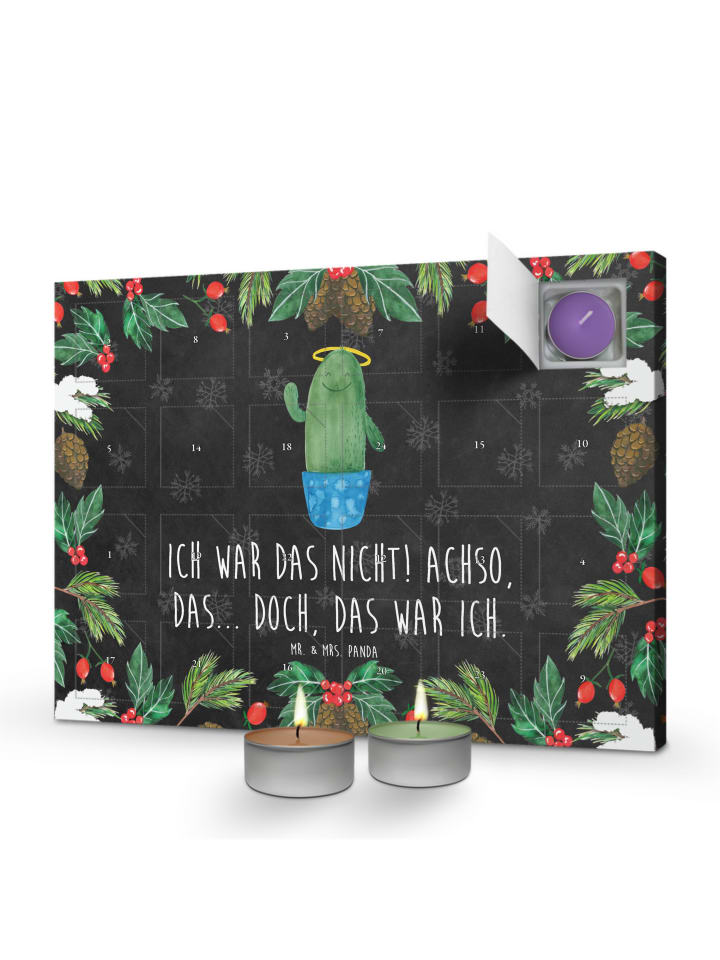 Adventskalender Kaktus Heilig mit Spruch in Kreidetafel