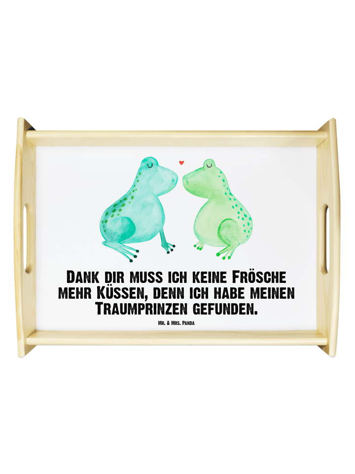 Serviertablett Frosch Liebe mit Spruch in Weiß