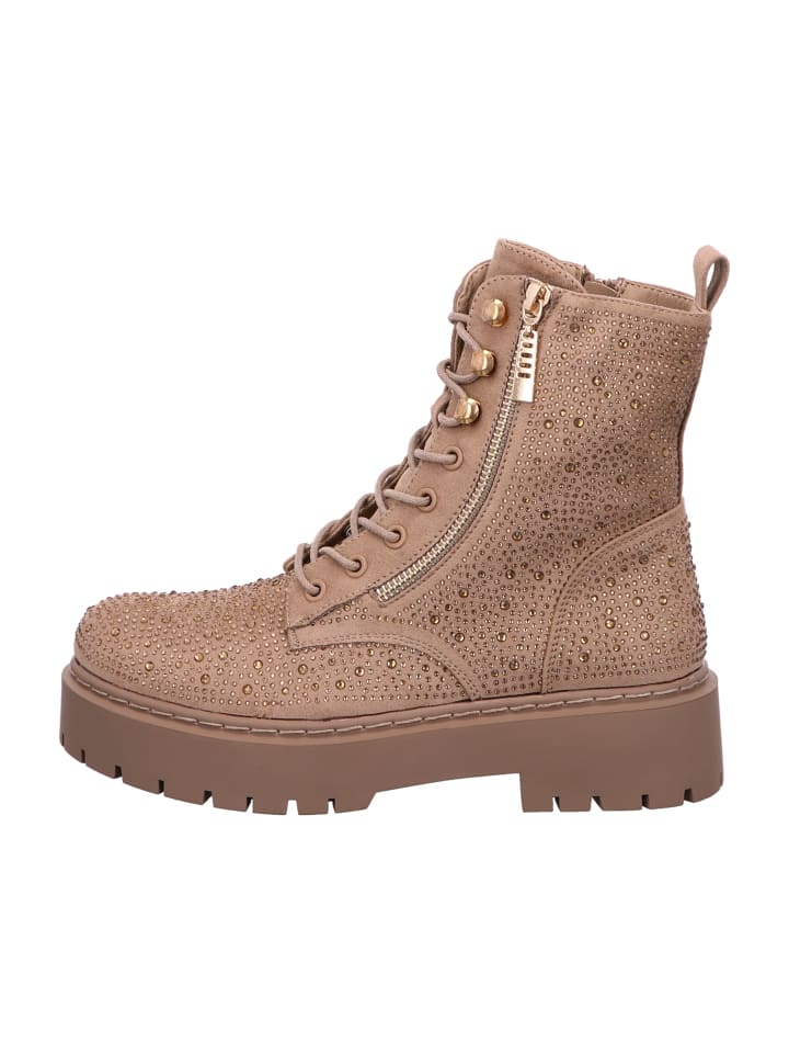 Schnürstiefeletten in Beige