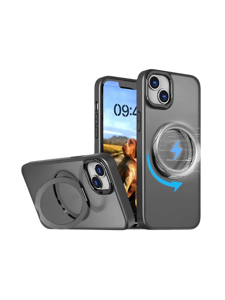 Mag Ring Rotating case kompatibel mit iPhone 12 Pro Max 6,7 Schwarz in Schwarz
