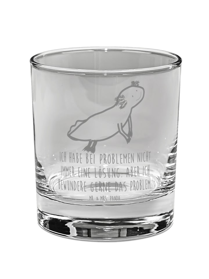 Glas für Gin Axolotl Schwimmen mit Spruch in Transparent