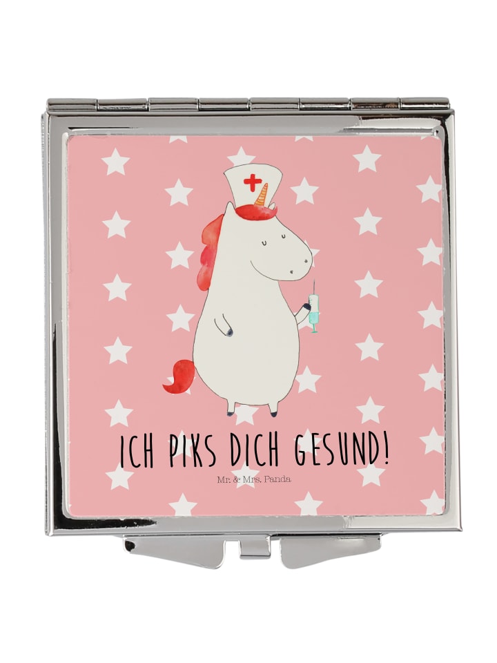 Kosmetikspiegel Einhorn Krankenschwester mit Sp... in Rot Pastell