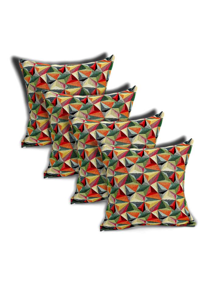 Kissenhülle Dreiecke 3D 40x40 cm 4er-Set in bunt